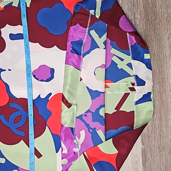 Coco Chanel spring Vintage 2000 runway silk knee high skirt muti color floral - Picture 6 of 17